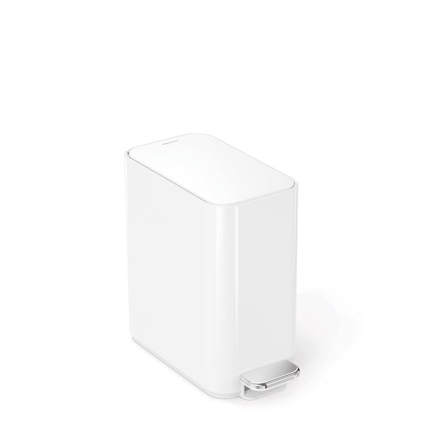 Bote de basura Simplehuman para baño pequeño, 5 l/1.3 galones, blanco