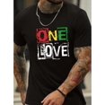 thumbnail image 1 of One Love Graphic Print T-Shirt for Men - Crew Neck Short Sleeve Polyester Summer Tee with Geometric Pattern and Casual Style - Slight Stretch, Knit Regular Fit, Machine Washable, 1 of 6