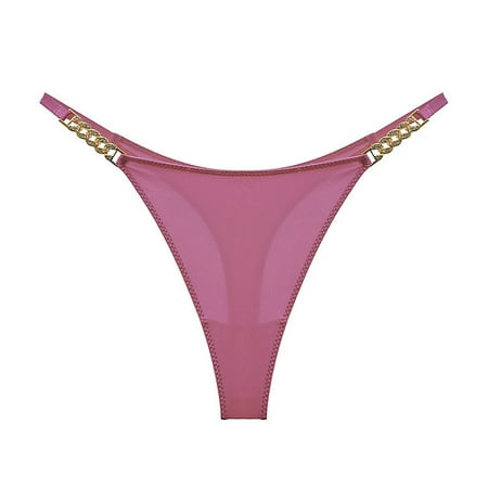 

HEVIRGO Women G-string Solid Color Low Waist Chain Rhinestone Triangle Pornographic Hollow Out Slim Fit Women Underpants Women Clothes