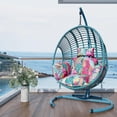 thumbnail image 6 of Oversized Hanging Egg Chair Outdoor Indoor, Wicker Swing Egg Chair with Stand Rain Cover UV Resistant Cushion 400lbs Capacity for Bedroom, Patio, Garden and Balcony (Hawaii Blue-Regular), 6 of 12