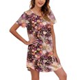 thumbnail image 2 of Harpily SleepWear for Women Short Sleeve Crew Neck Mid Dress Built-in Side Pockets Summer Indoor Outfit M, 2 of 4