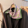 thumbnail image 2 of Bufanda ajustada de seda de lujo para mujer, cinta con asa, diadema con estampado de gato pequeño, pañuelos para el pelo pequeños, pañuelo femenino 2023, 2 of 5