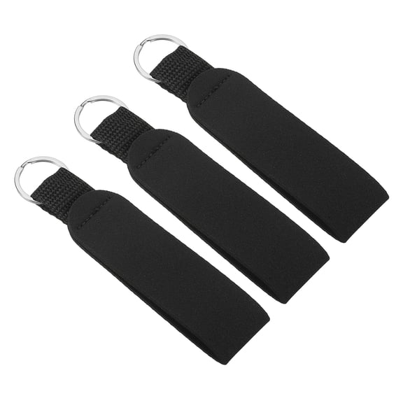 Uxcell Neoprene Wristlet Keychain Waterproof Sublimation Lanyard Hand Wrist Lanyard Keychain 3 Pcs Black