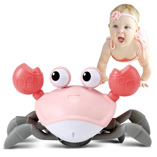 Toy Crawling Crab Tummy Time para niñas de 0 a 12 meses, color rosa