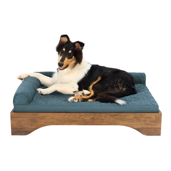 FurHaven Elevated Dog Bed for Large Dogs, Mid-Century Modern Style with Flexible Slats & Non-Slip Pads for comfort & Airflow, Easy Assembly, Raised Pet Bed, Large, Dark Brown