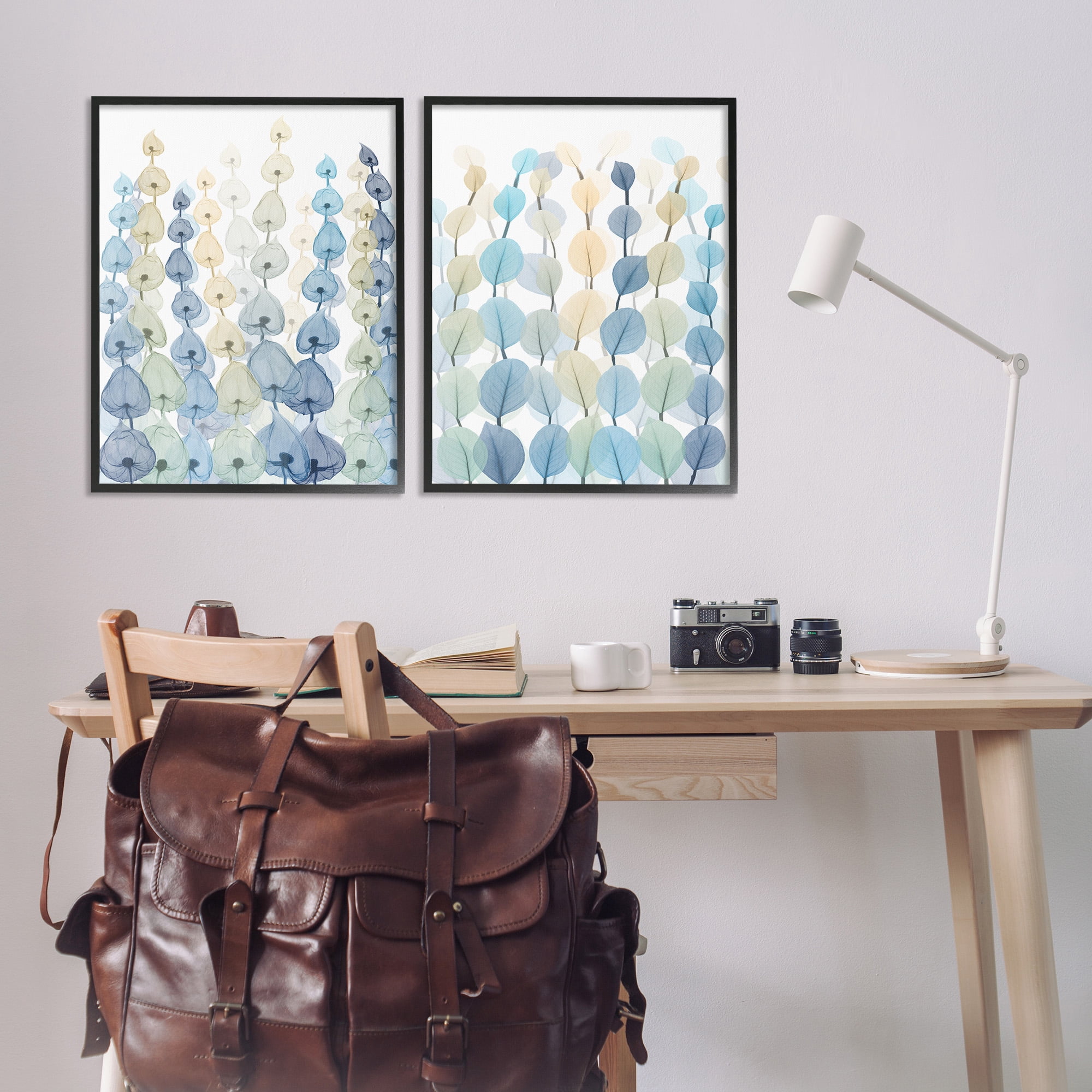 Stupell Industries Seaweed & Ocean Plants Pattern Abstract Painting Black Framed Art Print Wall Art, 24 x 30, Set of 2