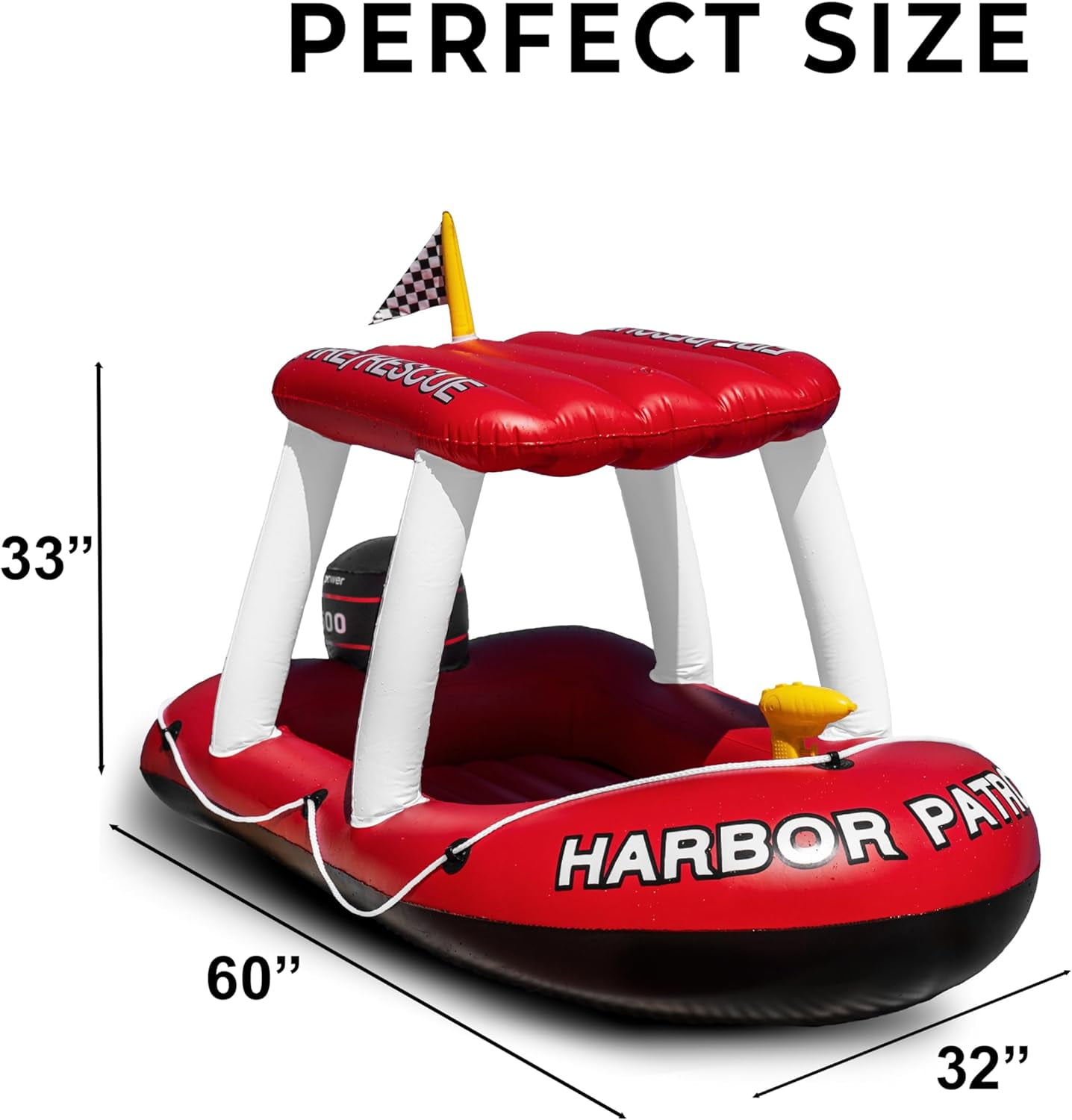 Zone Tech Fireboat Squirter Inflatable Pool Toy, Fire Rescue Theme, Red and White