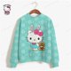 thumbnail image 3 of Sudadera con capucha y estampado de HELLO KITTY para mujer, suéter informal holgado de manga larga en blanco y rosa, sudadera fina y elegante de talla grande para mujer, 3 of 5