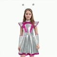 thumbnail image 2 of CAUYDY Girl Alien Shiny Metallic Dress Outfit Outer Space Halloween Dress Up Outfit(Purple,6-7 Y), 2 of 6