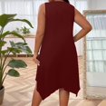 thumbnail image 4 of LWavelet Women's Plus Size Sleeveless Dress Spaghetti Strap Asymmetrical Hem Casual Loose Dress Wine 3XL, 4 of 5