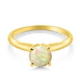 thumbnail image 2 of Gem Stone King 14K Yellow Gold White Ethiopian Opal Solitaire Engagement 4-Prong Ring for Women | 0.56 Cttw | Round 6MM | Gemstone October Birthstone (Size 9), 2 of 4