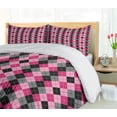 thumbnail image 5 of Ambesonne Pink Grey Duvet Cover Set, Diamonds and Lozenges, 2-Calking, Pale Pink Black Grey, 5 of 7
