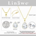 thumbnail image 3 of Linawe Crystal Pendant Necklace for Women Trendy, Wedding Bride Bridesmaid Jewelry Set, 14K Gold Plated Chain Moissanite Imitation Diamond Necklace, 3 of 6