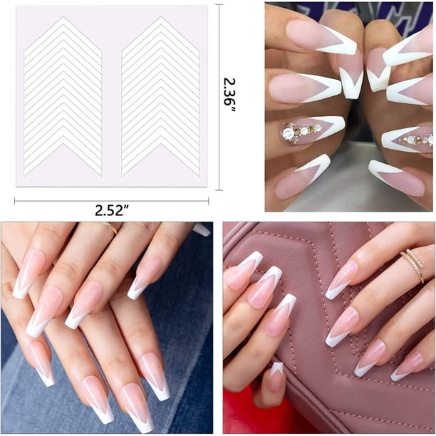 4320 Pieces 90 Sheets French Tip Nail Guides Nail Stencils French ...