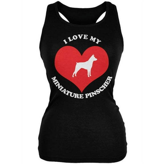 Valentines I Love My Miniature Pinscher Black Juniors Soft Tank Top - 2X-Large