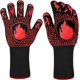 thumbnail image 1 of [1 par] - Guantes para parrilla rojos, guantes resistentes al calor hasta 800 °C, guantes universales antideslizantes resistentes al calor para horno, cocina y chimenea, 1 of 5