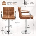 thumbnail image 3 of Set de 2 Taburetes de Bar Yaheetech de Cuero PU Ajustables y Giratorios, 3 of 9