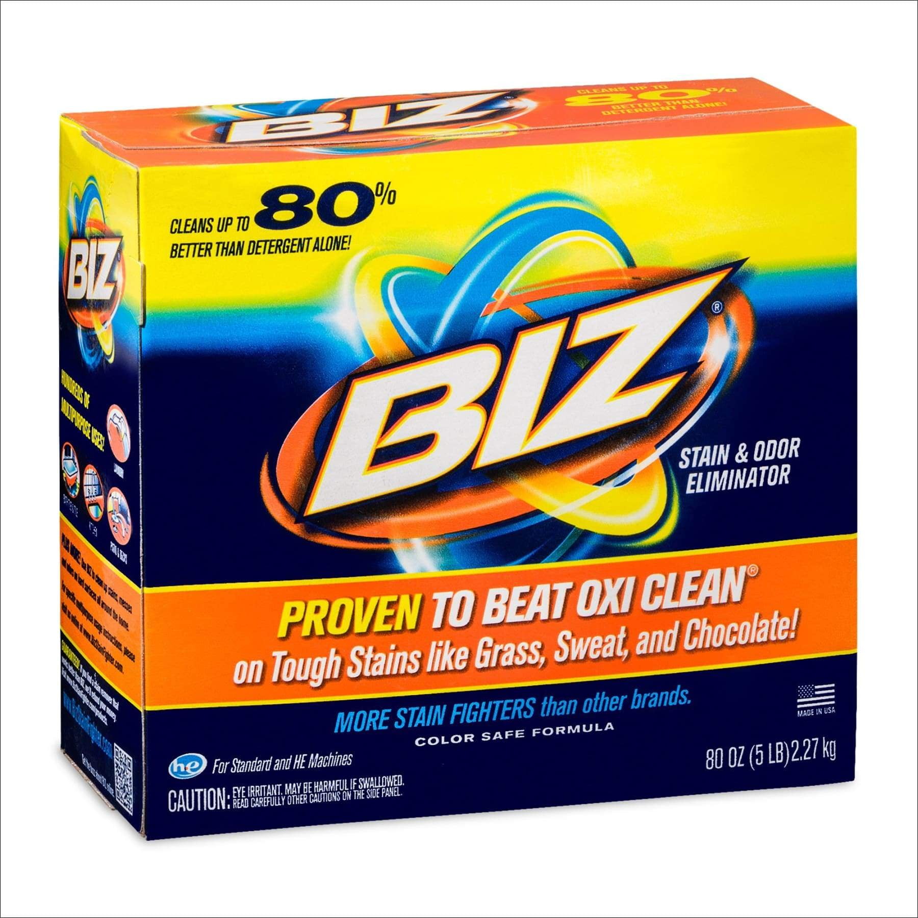 Biz Laundry Detergent Powder Booster, Stain & Odor Removal 80 Ounces