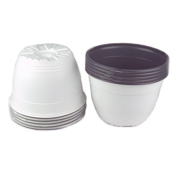 Poppelmann VAA717P10 Pot en Plastique 6 Po Blanc & Gris - Lot de 10