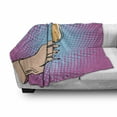 thumbnail image 3 of Alcohol Soft Flannel Fleece Blanket, Pop Art Comic Style Image of Female Holding a Champagne Glass at Celebration Party, Cozy Plush for Indoor and Outdoor Use, 50" x 70", Multicolor, by Ambesonne, 3 of 6