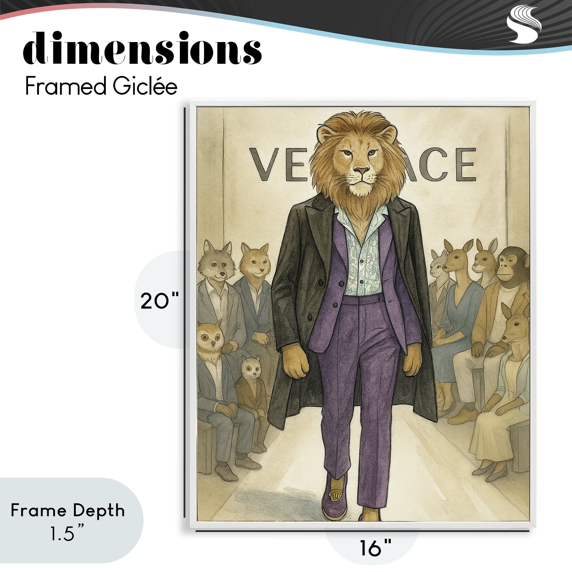 Stupell Industries Fashion Runway Lion White Framed Giclee Art, design by Grotto Studios