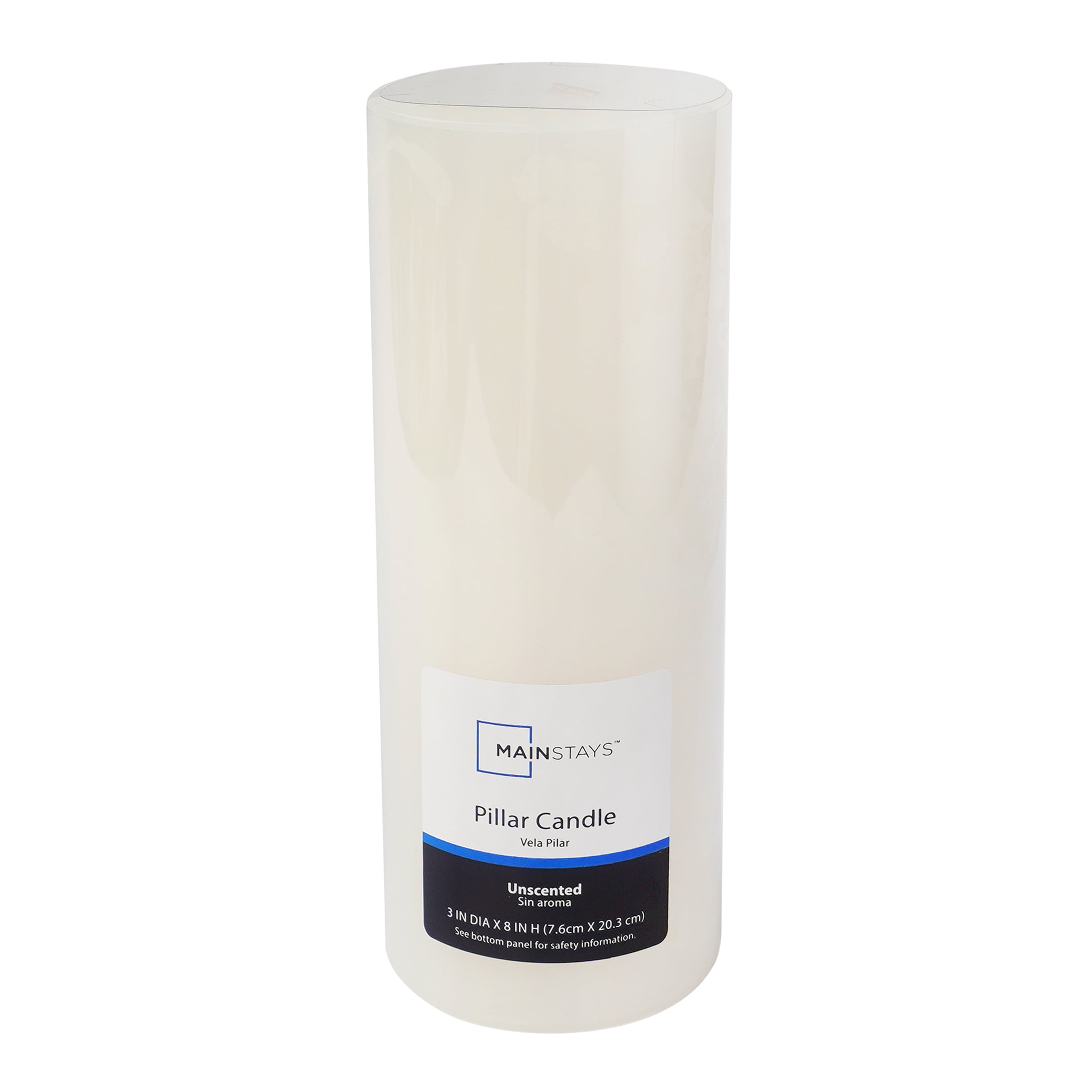 (3 pack) Mainstays Single Wick Pillar Candle, 3 in x 8 in, Unscented, Ivory