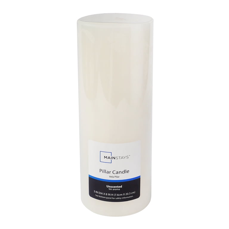 Mainstays Single Wick Pillar Candle, 3x8 Inch, Ivory photo 1