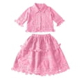 thumbnail image 4 of RMGVDSD Toddler Girls Summer Outfits Lace Short Sleeve Blouse Tops With Flowy Skirt Two Piece Matching Outfit Set Kids Casual Party Wear 4-5 Years, 4 of 4