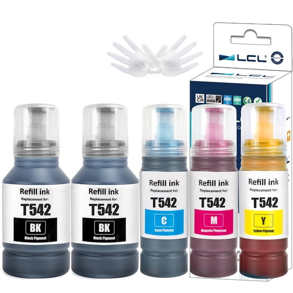 LCL Compatible Ink Refill Bottles High Capacity Replacement for 542 T542 Ink Compatible with ET-5150 ET-5170 ET-5180 ET-5850 ET-5800 ET-5880 ET-16600