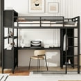 thumbnail image 2 of Full Size Loft Bed for Teens and Adults,Metal Loft Bed with Wardrobe And L-shaped Desk,Heavy Duty Loft Bed with Storage Cubes and Shelves for Kids Teens Adults,Black, 2 of 12