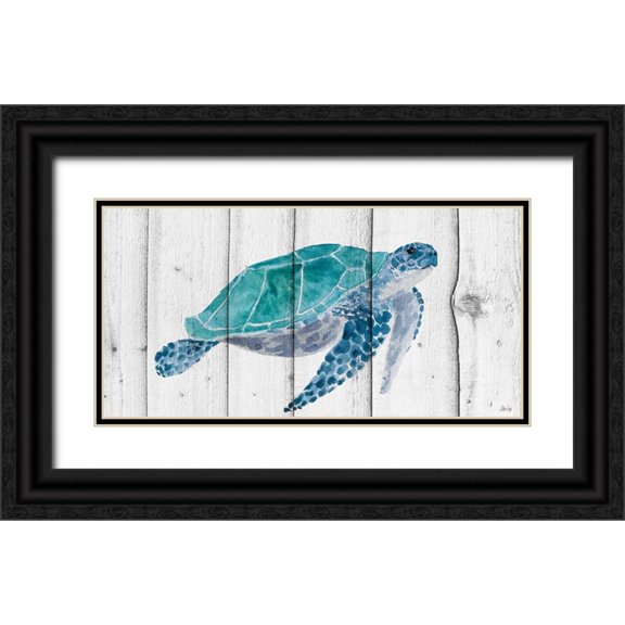 Fay, Mela 14x9 Black Ornate Wood Framed with Double Matting Museum Art Print Titled - Turtle II