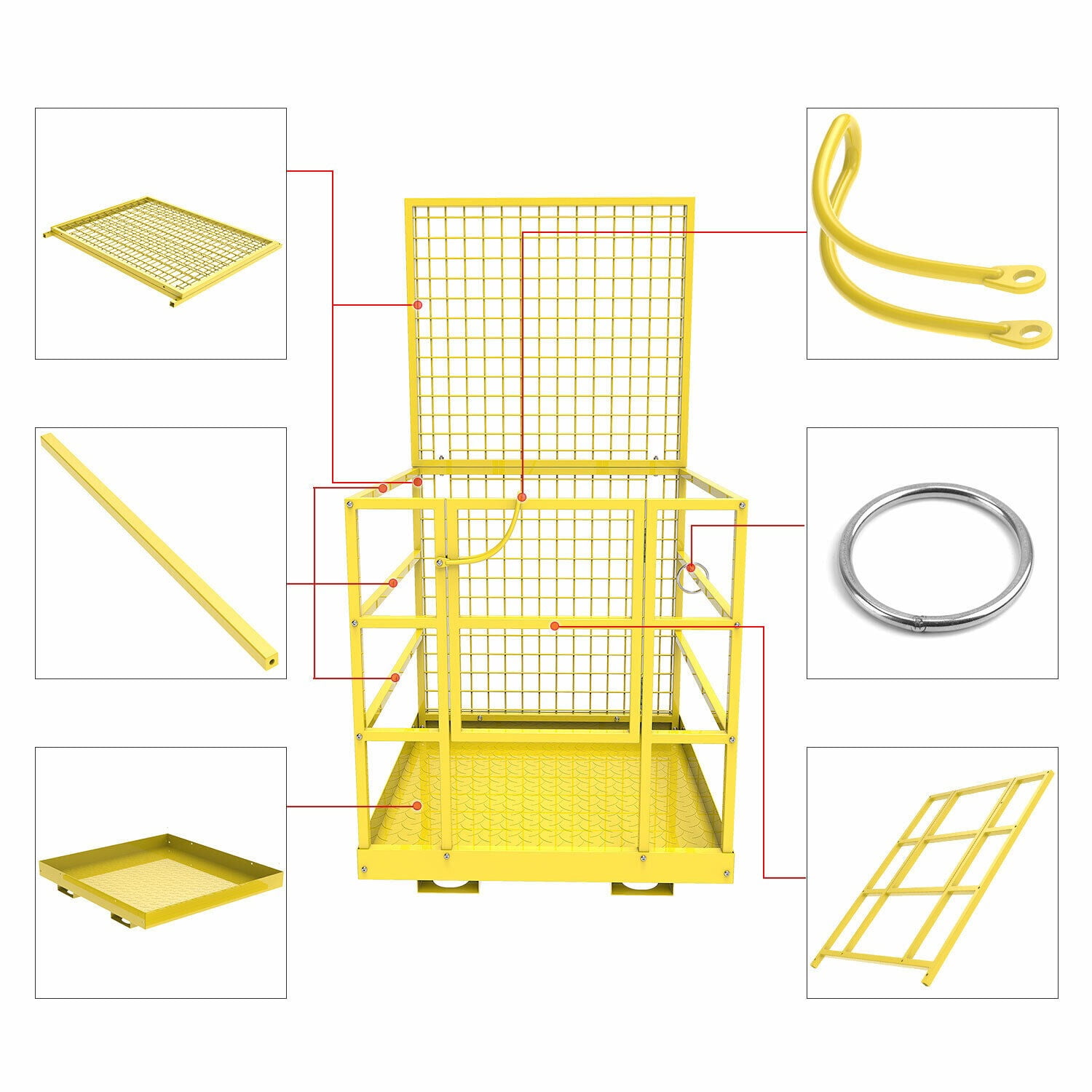 RVNI Tractor Attachments 43"x45" Forklift Safety Cage Forklift Man Basket Safety Cage 2 Person Work Platform 1300LBS