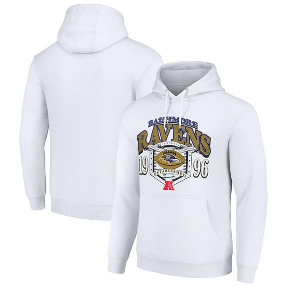 Men's Starter White Baltimore Ravens 80s Retro Pullover Hoodie