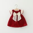 thumbnail image 2 of AJTQTH Girls Sundress Mesh Flutter Sleeve Scoop Neck High-Waisted Layered A-Line Flowy Bowknot Princess Dress Color Block Gowns Frocks Red 6-12Months, 2 of 6
