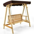 thumbnail image 2 of Costway 2 Personne Balançoire de Jardin en Bois un-Cadre avec Canopée Résistant aux Intempéries, 2 of 10