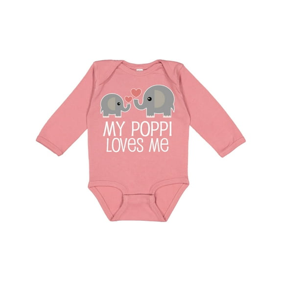 Inktastic My Poppi Grandpa Loves Me Boys or Girls Long Sleeve Baby Bodysuit