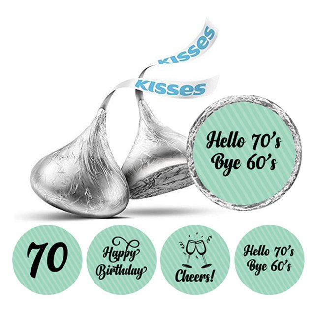 Darling Souvenir chocolate Labels DIY 190 Pcs Cheers 70th Birthday Theme Stickers-Mint