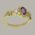 thumbnail image 4 of LBG British Made 14k Yellow Gold Natural Amethyst & Cubic Zirconia Womens Trilogy Ring - 33 size options - Size 11.25, 4 of 8