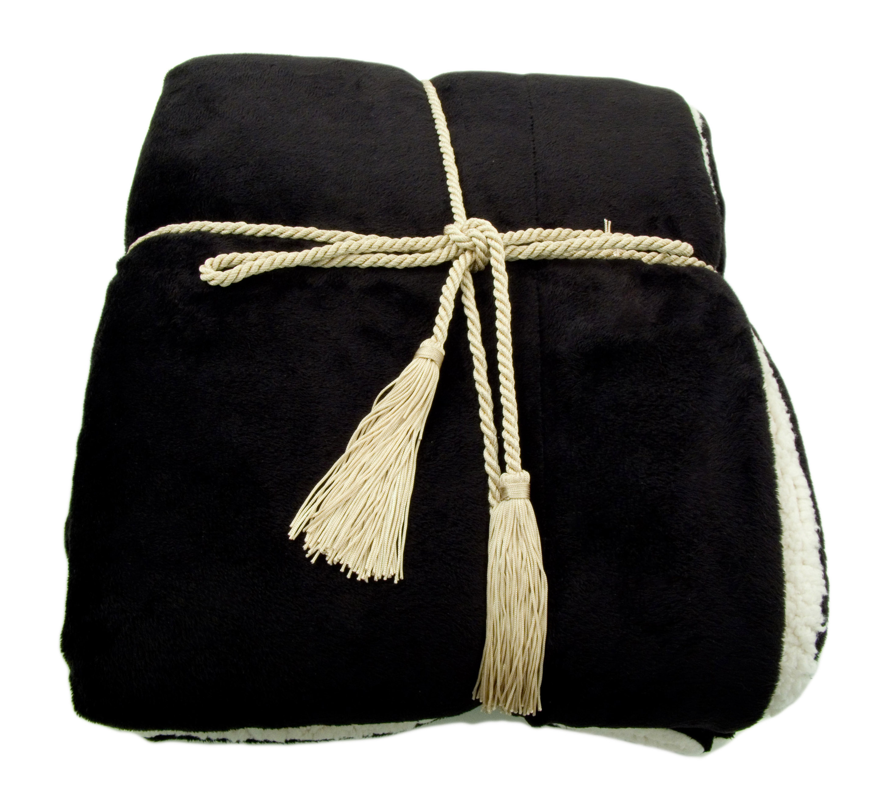 Reversible Luxury Soft Faux Fur Lambswool Cashmere Blankets Throw Black