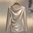 thumbnail image 2 of Fewfanhot Clothes for Women Satin Blouse Cowl Neck Draped Silky Long Sleeve Dressy Tops Fall Trendy Fashion Business Casual Outfit, 2 of 5