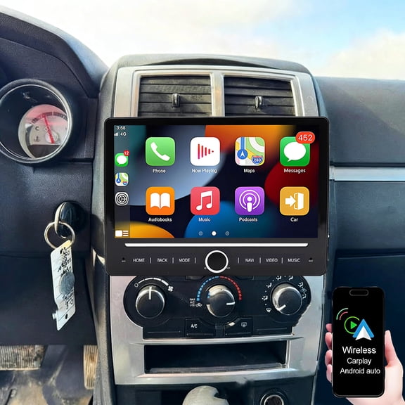 Gsuatey 4 64G Car Radio for Dodge Charger 2008-2010 with Wireless CarPlay Android Auto, 10.1" OLED Touchscreen Android 14 Car Stereo with Bluetooth/GPS/SWC/AM/FM/RDS/1080P Backup Camera