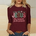 thumbnail image 2 of KIHOUT Womens Tops Long Sleeve Juniors Fashion Christmas Printing Loose T-shirt 3/4 Sleeves Blouse Round Neck Casual Tops, 2 of 4