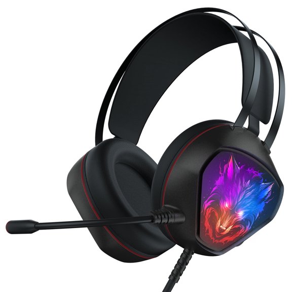 AOC Gaming Headset for Xbox Series X/S, Xbox One, PC, PS5, PS4, Switch, PS5 Headset with Mic, Wired Over-Ear Gaming Headphones with LED Light&Bass Surround,Black