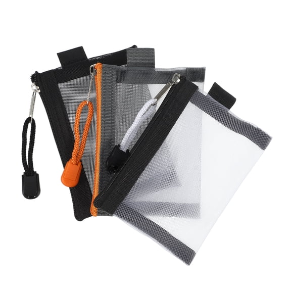 Vocoste 3pcs Mini Zipper Mesh Bags Nylon Small Zipper Mesh Pouch Portable Travel Mesh Zipper Bags for Coin