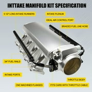 102mm Intake Manifold with Fuel Rails Throttle Body for Chevrolet Chevy GMC Pontiac LS LS1 LS2 LS6 (Silver)