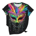 thumbnail image 6 of Erwazi Mardi Gras T-Shirt for Women Graphic Printed Short Sleeve Crew Neck Carnival Party Shirt Top, 6 of 6