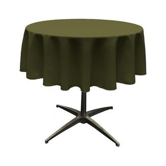 Nappe en popeline polyester LA Linen TCpop58R-OliveP21, olive - 58 po Ronde