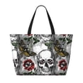 thumbnail image 2 of Disketp Skulls Roses Bolsa de Playa de Gran Capacidad, Bolso Impermeable y a Prueba de Arena para Mujer, Ideal para Playa, Piscina y Natación, 2 of 7