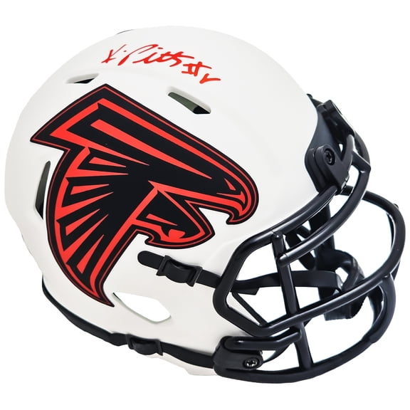 Kyle Pitts Autographed Atlanta Falcons Lunar Eclipse White Speed Mini Helmet Beckett BAS Witness 216116