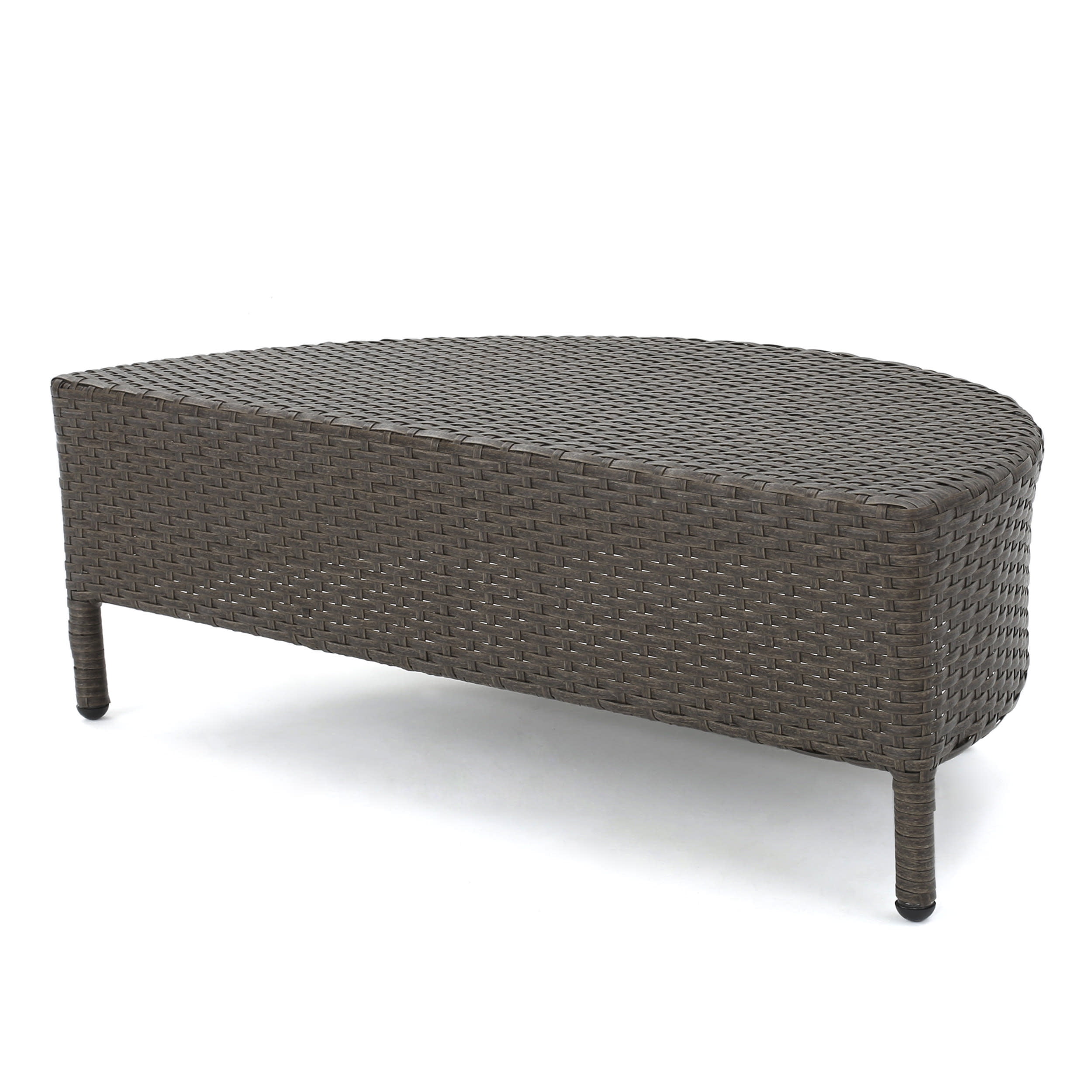 Adelina Wicker Outdoor HalfRound Coffee Table, Brown
